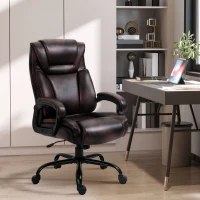 Vinsetto PU Leather Executive Office Chair with High Back, Adjustable Height and Swivel Wheels, 400LBS Capacity, Brown(m-8)