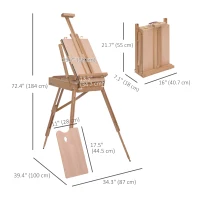HOMCOM Folding Wood French Artists Easel Set Portable Art Painters Tripod Sketch Craft(m-3)