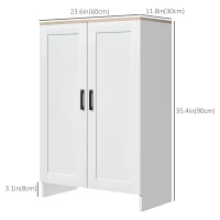 HOMCOM Modern Storage Cabinet with Doors and Adjustable Shelf for Kitchen, Living room, 23.6" x 11.8" x 35.4", White(m-3)