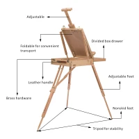 HOMCOM Folding Wood French Artists Easel Set Portable Art Painters Tripod Sketch Craft(m-7)