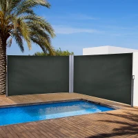 Outsunny 236" x 71" Outdoor Privacy Wall, Double Retractable Side Awning, Patio Screen for Garden, Balcony, Grey(m-8)