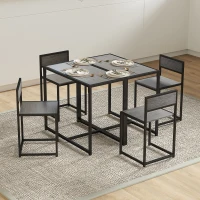 HOMCOM Dining Table Set, Industrial Dining Set for 2, Kitchen Table and Chairs for Small Space, Dining Room Table with Chairs(m-9)