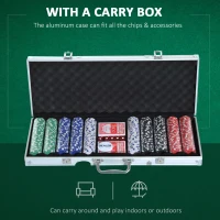 Soozier High Quality 11.5 gram Poker Chips Set with Silver Aluminum Case, 500 Striped Dice 2 Decks of Cards(m-4)