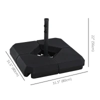 Outsunny Umbrella Stand Fitting 2" Poles and Steel Base with 4 Fillable Plastic Weights, 158lbs Sand or 132lbs Water Filled, Black(m-3)