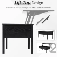 HOMCOM 39" Modern Lift Top Coffee Table with Hidden Storage Compartment, Center Table for Living Room, Black(m-4)