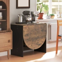 HOMCOM Oval Folding Dining Table, Space Saving Drop Leaf Kitchen Table for Dining Room, Living Room, Rustic Brown(m-9)