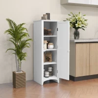 HOMCOM 48" Kitchen Pantry Storage Cabinet, Single Door Kitchen Cabinet with 4 Tier Shelving and Adjustable Shelves, White(m-8)