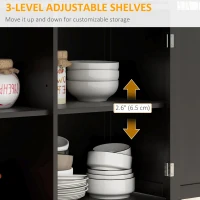 HOMCOM Kitchen Island with Drop Leaf, Rolling Kitchen Cart with 2 Drawers, Adjustable Shelves and Wood Countertop, Black(m-6)