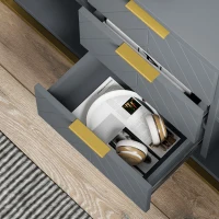 HOMCOM Sideboard Storage Cabinet with 3 Drawers, Adjustable Shelves and Doors, Kitchen Buffet Cabinet for Dining Room, Grey(m-9)