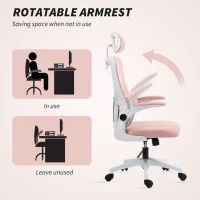 Vinsetto High Back Office Chair, Mesh Computer Desk Chair with Rotatable Headrest, Lumbar Back Support, Adjustable Height, Pink(m-10)