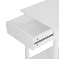 HOMCOM Multipurpose Bedside Table Night Stand W/ Drawer and Storage Shelf End Side Table Bedroom White(m-9)