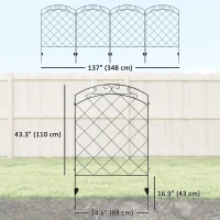 Outsunny 4 Pack Garden Fencing for Yard, Decorative Fence Panels as Animal Barrier and Flower Edging, Circle, Black(m-3)