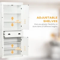 HOMCOM 72.5" Kitchen Pantry Cabinet, Freestanding Storage Cabinet with 4 Doors, Drawer and Adjustable Shelves, White(m-5)