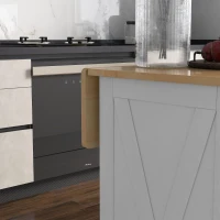 HOMCOM Rolling Kitchen Island with Drop Leaf Wood Breakfast Bar, Farmhouse Kitchen Cart with 2 Drawers, Adjustable Shelves for Dining Room (White)(m-9)