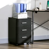 Vinsetto Mobile Filing Cabinet with Wheels, 3 Drawer File Cabinet with Lock and Keys for Home Office, Black(m-8)
