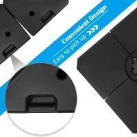 Outsunny 4 Pieces Umbrella Base Parasol Stand for Cantilever Umbrella Fill w/ Sand or Water Black(m-6)