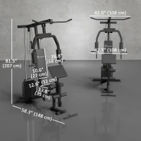 Soozier Multifunction Home Power Exercise Gym System Weight Training Exercise Workout Station Fitness Strength Machine for Whole Body Training Black(m-3)