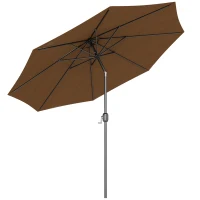 Outsunny 10' x 8' Round Market Umbrella, Patio Umbrella with Crank Handle and Tilt, Outdoor Parasol for Garden, Bench, Lawn, Coffee(m-2)