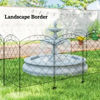 Outsunny 4 Pack Garden Fencing for Yard, Decorative Fence Panels as Animal Barrier and Flower Edging, Circle, Black(m-7)