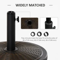 Outsunny 29LBS Offset Patio Umbrella Cement Base Stand Cantilever Parasol Holder Weight, Fits Φ1.4", Φ1.5", Φ1.9", Black(m-5)