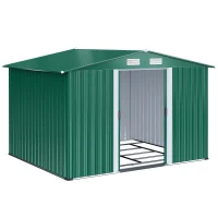 Outsunny 8.5' x 6.8' x 5.8' Practical Backyard Garden Storage Tool Shed Double Sliding Door 4 Ventilation Slots, Green(m-11)
