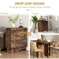 HOMCOM Extendable Dining Table, Collapsible Folding Table w/ 2-tier Shelves and Rolling Casters, Rustic Brown(m-4)