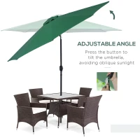 Outsunny 10' x 8' Round Market Umbrella, Patio Umbrella with Crank Handle and Tilt, Outdoor Parasol for Garden, Bench, Lawn, Green(m-4)