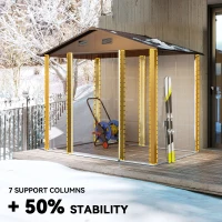 Outsunny 7.7' x 6.5' Outdoor Metal Garden Shed with Lock and Ventilation Gardening Tool Storage, Dark Brown(m-5)