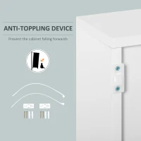 HOMCOM High Gloss Buffet Sideboard with 2 Drawers, 2 Doors and Adjustable Shelf, Kitchen Storage Cabinet with Push Open Design, Grey and White(m-7)