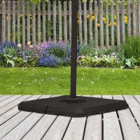 Outsunny 4 Pieces Umbrella Base Parasol Stand for Cantilever Umbrella Fill w/ Sand or Water Black(m-1)