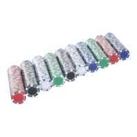 Soozier High Quality 11.5 gram Poker Chips Set with Silver Aluminum Case, 500 Striped Dice 2 Decks of Cards(m-6)