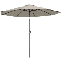 Outsunny 10' x 8' Round Market Umbrella, Patio Umbrella with Crank Handle and Tilt, Outdoor Parasol for Garden, Bench, Lawn, Light Grey(m-11)