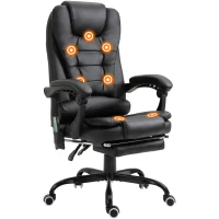 Vinsetto Reclining Office Chair with Footrest, Vibrating Massage, Adjustable Height, Perfect for Home Office, Black(m-2)