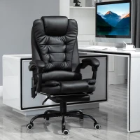Vinsetto Reclining Office Chair with Footrest, Vibrating Massage, Adjustable Height, Perfect for Home Office, Black(m-1)