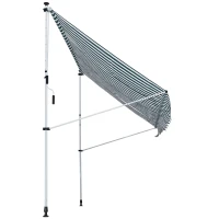 Outsunny 10x5ft Manual Retractable Awning, Patio Sun Shade Canopy Shelter with 5.6-9.2ft Support Pole, Water Resistant UV Protector, for Window, Door, Porch, Deck, Green(m-11)