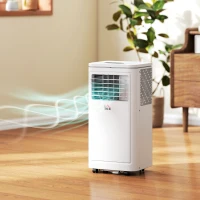 HOMCOM Small Portable AC 8000 BTU, Dehumidifier, Remote Control, 24-Hour Timer, Window Mount Kit for Bedroom, Cream(m-8)