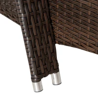 Outsunny 3 Pieces Wicker Patio Lounger Set with Table, PE Rattan Outdoor Lounge Chair Set with Cushions, Wheels, 5-Level Reclining Backrest, Headrest, Brown/Grey(m-10)