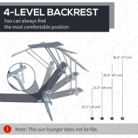 Outsunny Outdoor Lounge Chair, Adjustable Folding Chaise Lounge,  Tanning Chair with Sun Shade for Beach, Camping, Hiking, Backyard, Grey(m-4)