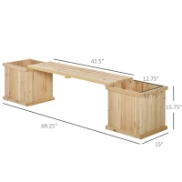 Outsunny Garden Planter with Raised Garden Bed Bench for Patio Park, 69.25" x 15" x 15.75", Natural(m-3)