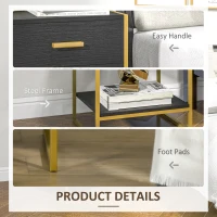 HOMCOM Modern Nightstand Set Of 2, Small Bedside Table with Drawer, Shelf and Steel Frame for Bedroom, Black(m-6)