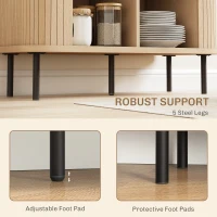 HOMCOM 35.4" Sideboard Buffet Cabinet with Storage, Nordic Coffee Bar Cabinet with Slatted Tambour Doors and Metal Legs, Oak(m-7)