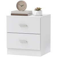 HOMCOM Bedside Table with 2 Drawers, Modern Nightstand for Bedroom, White(m-11)