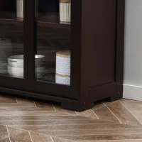 HOMCOM Modern Kitchen Sideboard, Stackable Storage Cabinet, Sliding Glass Door Console, Cupboard Serving Buffet for Kitchen & Dining Room, Coffee(m-10)