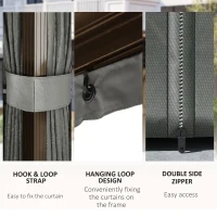 Outsunny 10' x 13' Hardtop Gazebo Aluminum Outdoor Canopy with Mesh Nettings, Curtains, Dark Grey(m-7)