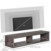 HOMCOM Floating TV Stand Shelf for 50" TVs, Wall Mounted Entertainment Center for Living Room, Bedroom, Media Console with Storage Shelf for Audio, Video, Dark Grey Wood Grain(m-3)