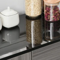 HOMCOM High Gloss Buffet Sideboard with 2 Drawers, 2 Doors and Adjustable Shelf, Kitchen Storage Cabinet with Push Open Design, Grey and Black(m-9)