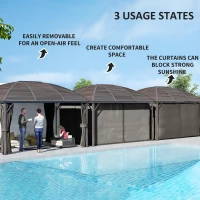 Outsunny 10' x 13' Hardtop Gazebo Aluminum Outdoor Canopy with Mesh Nettings, Curtains, Dark Grey(m-4)