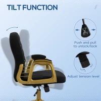 Vinsetto Velvet Office Desk Chair Button Tufted Vanity Chair with Swivel Wheels, Adjustable Height and Tilt Function, Black(m-5)