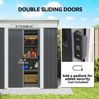 Outsunny 6' x 4' Outdoor Storage Shed, Metal Garden Tool Storage House Organizer with Lockable Sliding Doors and Vents for Backyard Patio Lawn, Charcoal Grey(m-5)