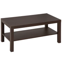 HOMCOM 2 Tier Coffee Table with Storage Shelf, Rectangular Center Table for Living Room, Home Office Furniture Walnut(m-2)